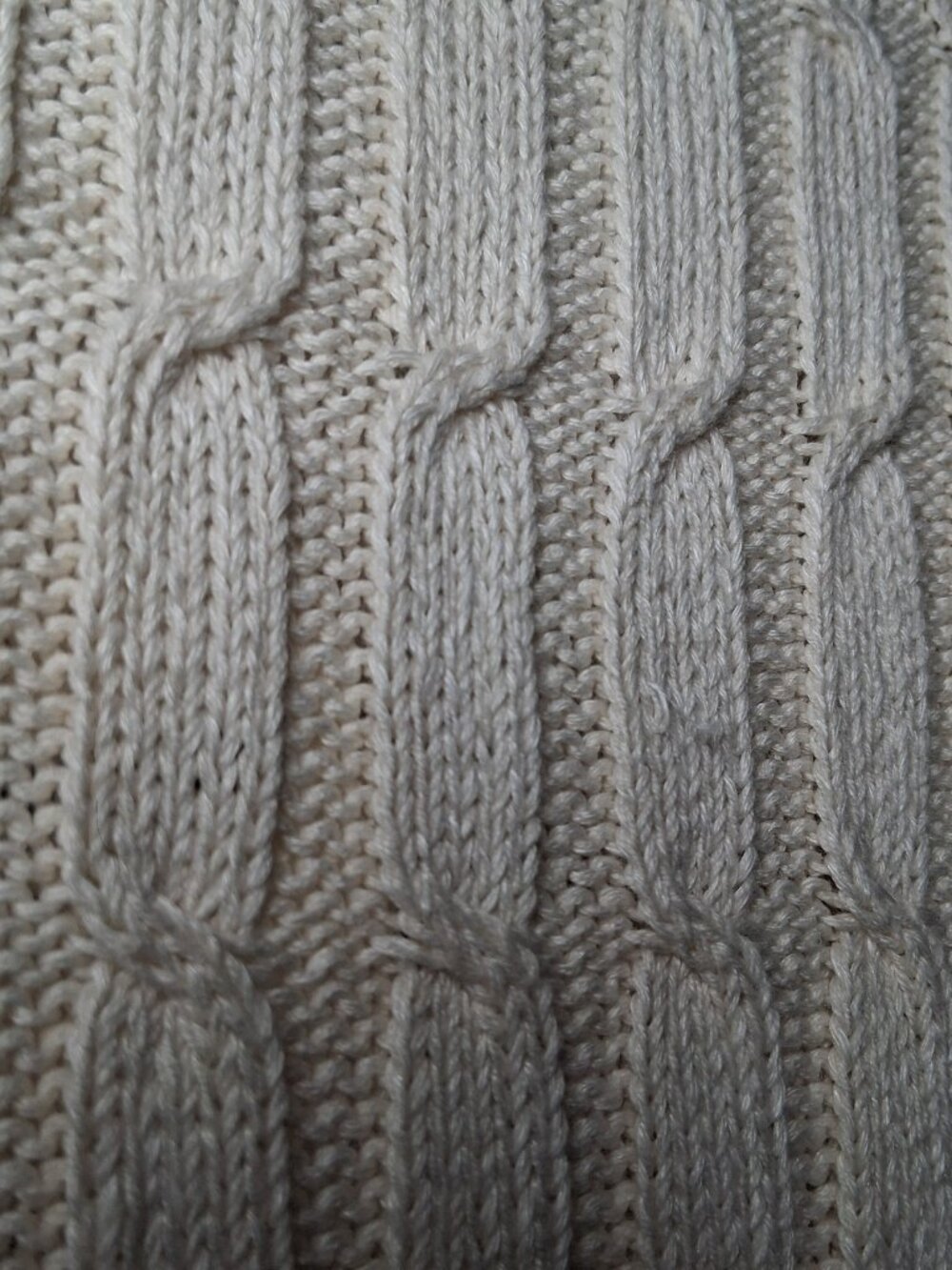 Lands End Sweater Vest Men L V Neck Cable Knit Academia Preppy Ivory Linen Blend - Picture 13 of 13